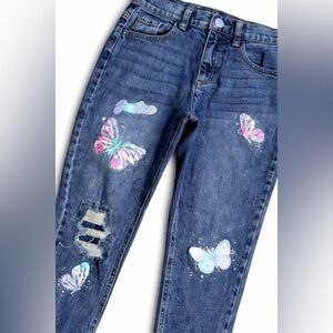 Justice Butterfly Dream Jeans 🦋✨ Girls Size 14 | Distressed Denim | Y2K Vibes
